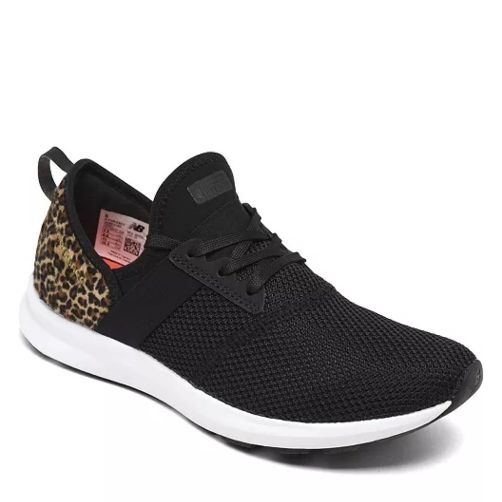 New Balance Women's Black and Leopard Print Sneakers